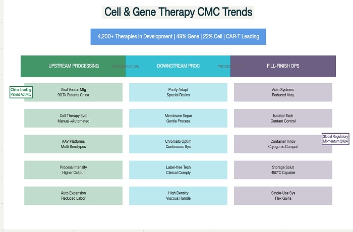 Cell and Gene Therapy CMC Trends: Upstream, Downstream, and Fill-Finish Process Evolution