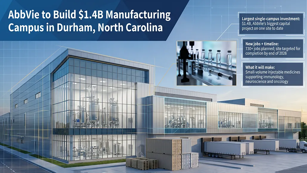 AbbVie to Invest $1.4B in North Carolina Manufacturing Plant