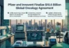 Pfizer and Innovent Finalize $10.5 Billion Global Oncology Agreement Laboratory with advanced equipment and a large banner announcing Pfizer and Innovent finalize $10.5 billion global oncology agreement.