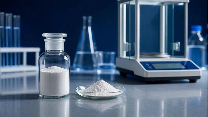 High purity rubidium carbonate powder in a controlled laboratory setting