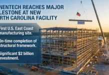 Genentech Completes Structural Framework at New NC Manufacturing Facility Genentech Completes Structural Framework at New NC Manufacturing Facility
